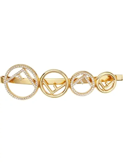 Fendi Gold-tone Logo Barrette Hair Clip