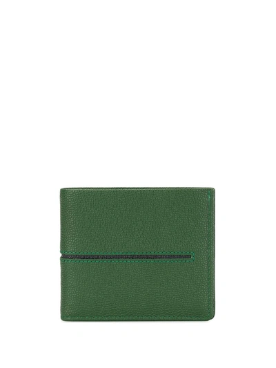 Tod's Stripe Bi-fold Wallet In Green