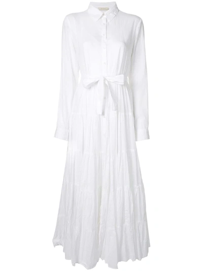 Mes Demoiselles Long-sleeve Flared Shirt Dress In White