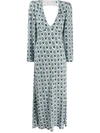 Rixo London Nadia Floral Checked Dress In Light Blue