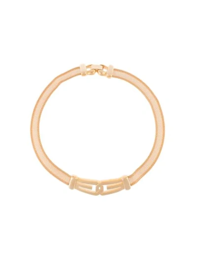 Pre-owned Givenchy 1977 Gg Mesh Choker Necklace In Gold