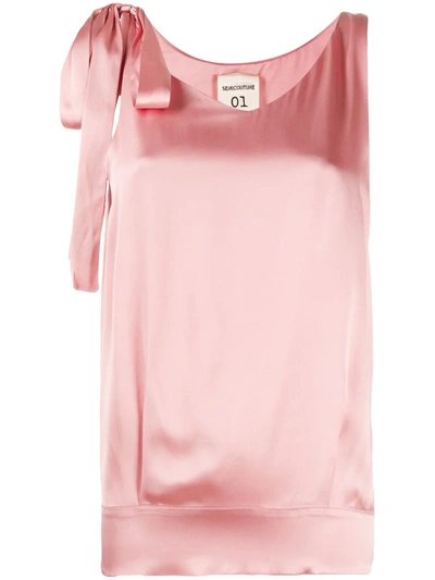 Semicouture Bow Detail Top In Pink
