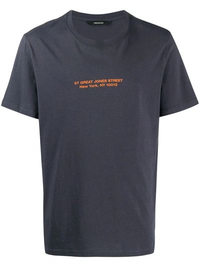 Zadig & Voltaire Address Print Short Sleeve T-shirt In Grey