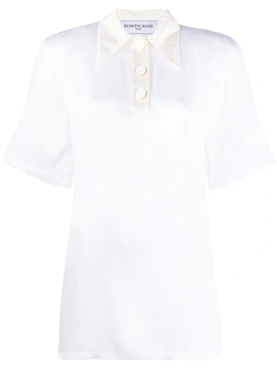 Rowen Rose Short Sleeve Pointed Collar Shirt In White