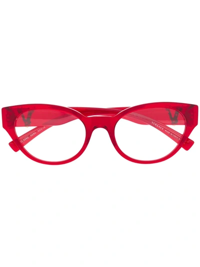 Versace Logo Plaque Glasses In Red