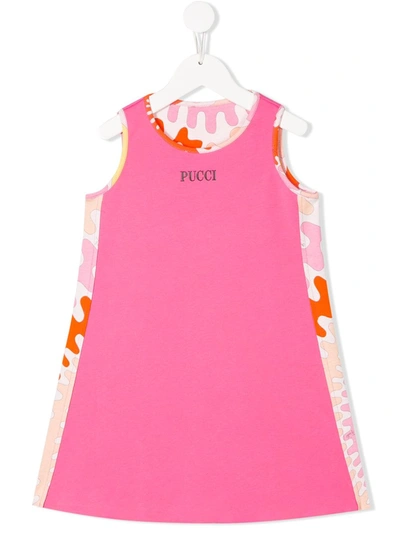 Emilio Pucci Junior Kids' Raised-logo Cotton Dress In Pink
