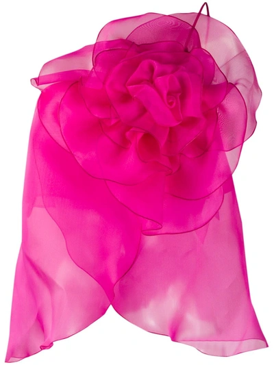 Blumarine One Shoulder Floral Top In Pink