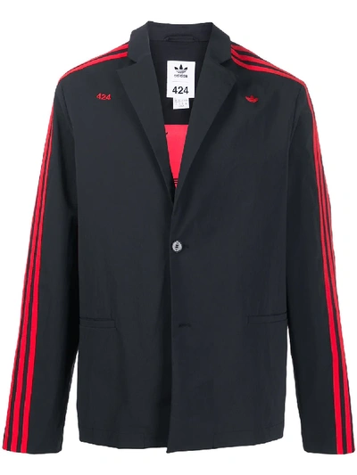 Adidas By 424 Three Stripe Lightweight Blazer In Black