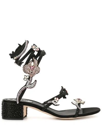 René Caovilla Cleo Rhinestone-embellished Sandals In Black