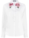 Dolce & Gabbana Sequin Rose Collar Shirt In White