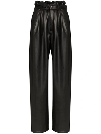 Markoo Wide Leg Faux Leather Trousers In Black