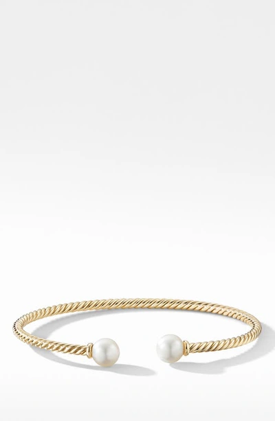 David Yurman Solari Pearl Bead Cuff Bracelet In 18k Gold
