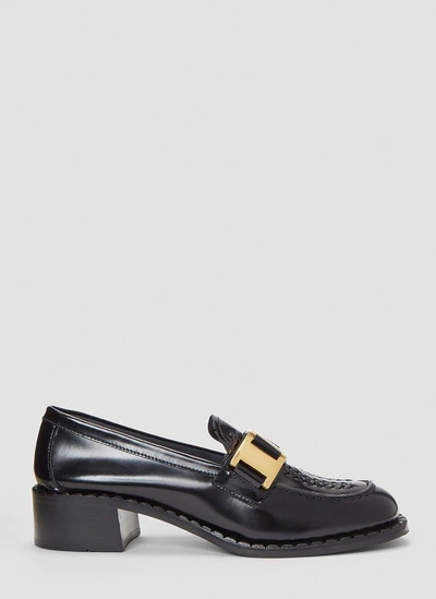 Prada Buckle Moccasin Shoes In Black