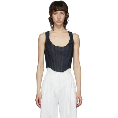 Eckhaus Latta Indigo Cowboy Corset In Raw Indigo