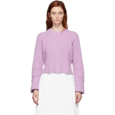 Proenza Schouler Purple  White Label Knit Cropped Sweater In 10330 Mauve