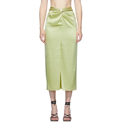 Nanushka Samara Hammered-satin Skirt In Green-lt