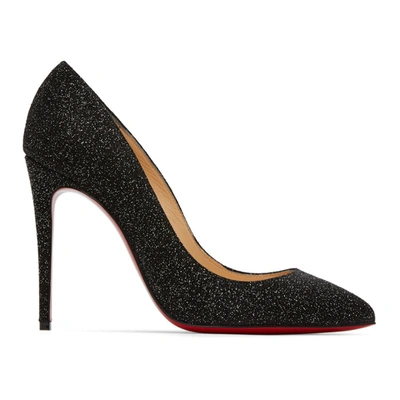 Christian Louboutin Black Glitter Pigalles Follies 100 Heels In Bk01 Black