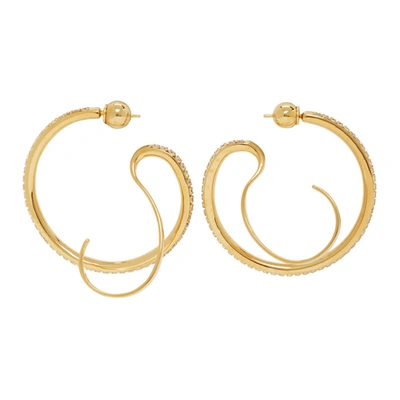 Panconesi Gold Small Upside-down Hoops In Gold/crysta