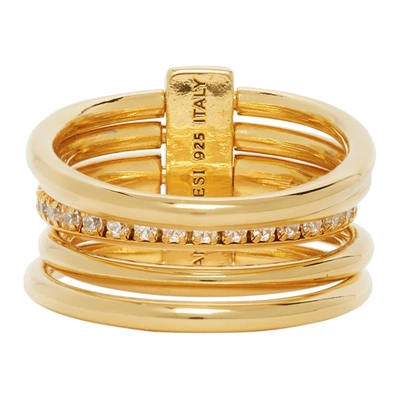Panconesi Gold Crystal Solar Ring Set In Gold/crysta
