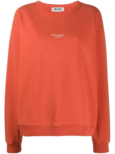 Acne Studios Reverse-logo Print Sweatshirt In Red In Orange