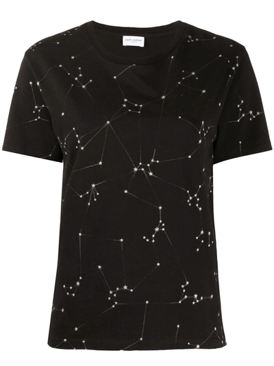 Saint Laurent Zodiac Print T-shirt In Black