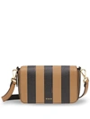 Fendi Striped Shoulder Bag In Marron