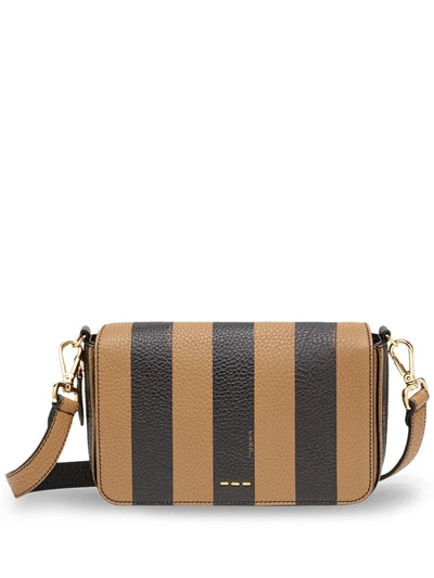 Fendi Striped Shoulder Bag In Marron