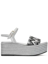 Madison.maison Woven Leather 50mm Wedges In Silver