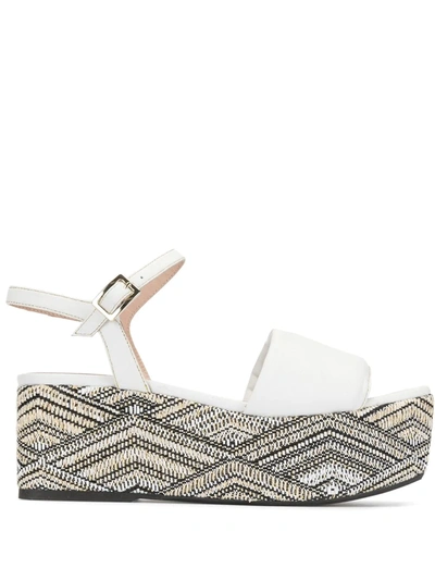 Madison.maison Woven Leather 50mm Wedge In White