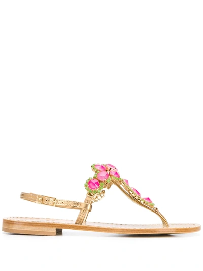 Emanuela Caruso Gem Embellished Open Toe Sandals In Pink