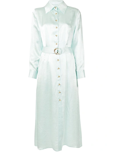 Anna Quan Adela Belted Shirt Dress In Blue