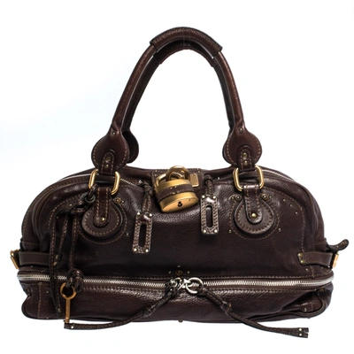 Pre-owned Chloé Dark Brown Leather Paddington Zipped Satchel