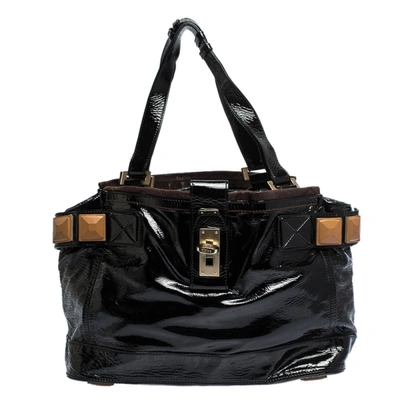Pre-owned Chloé Black Patent Leather Audra Tote