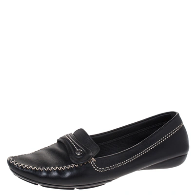 Pre-owned Dior Black Leather Loafers Size 41.5