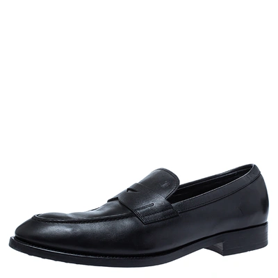 Pre-owned Tod's Black Leather Penny Loafers Size 44.5