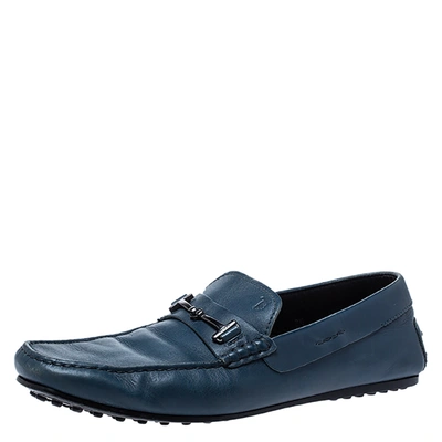 Pre-owned Tod's Blue Leather Double T Loafers Size 42.5