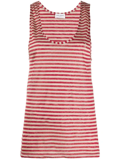 Saint Laurent Striped Linen-jersey Tank Top In Neutrals