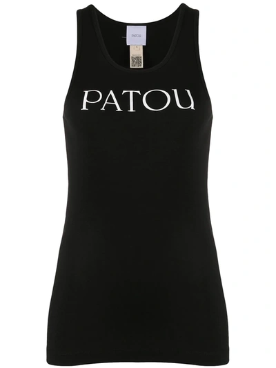 Patou Cotton Tank Top With Logo Print In Black