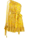 Alexis Edyta Floral One-shoulder Dress In Yellow