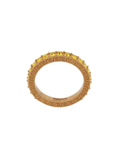 Versace Logo Embellished Ring In Gold