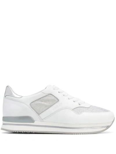 Hogan Metallic Panel Low Top Trainers In White