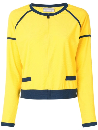 Pre-owned Chanel 2006 Sport Line Collarless Jacket In Yellow