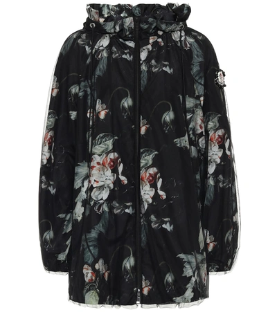 Moncler Genius 4 Simone Rocha Hooded Tulle And Floral-print Shell Jacket In Black