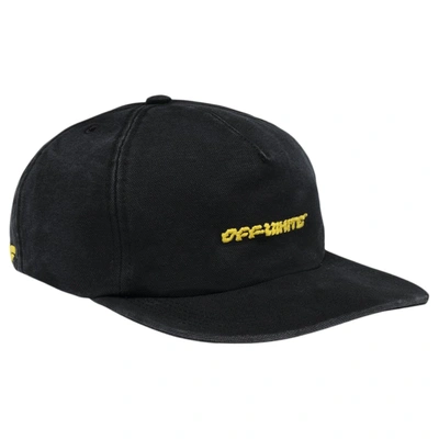 Pre-owned Off-white Logo Embroidered Twill Hat Black/yellow