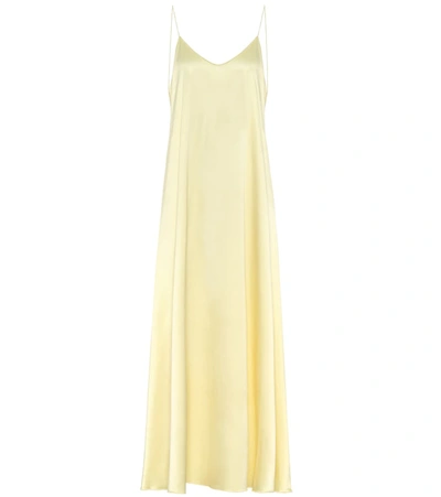 Oseree Satin Maxi Dress In Yellow