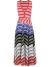 Altuzarra Pleated Striped Crepe And Ribbed-knit Midi Dress In Red