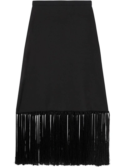 Burberry Fringed Mohair-blend A-line Skirt In Black