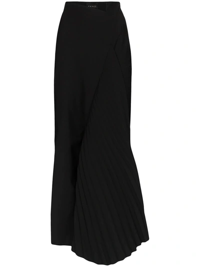 A.w.a.k.e. Asymmetric Pleated-panel Crepe Skirt In Black