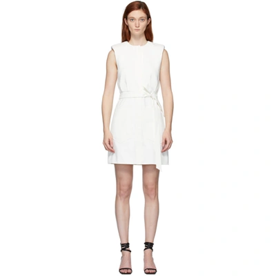Tibi Chalky Drape Short Shirtdress In White
