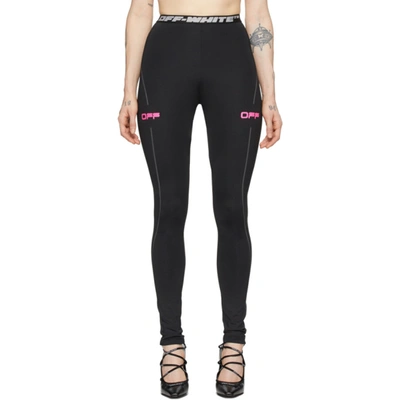 Off-white Black & Pink 'off' Active Leggings In Black/fuchs